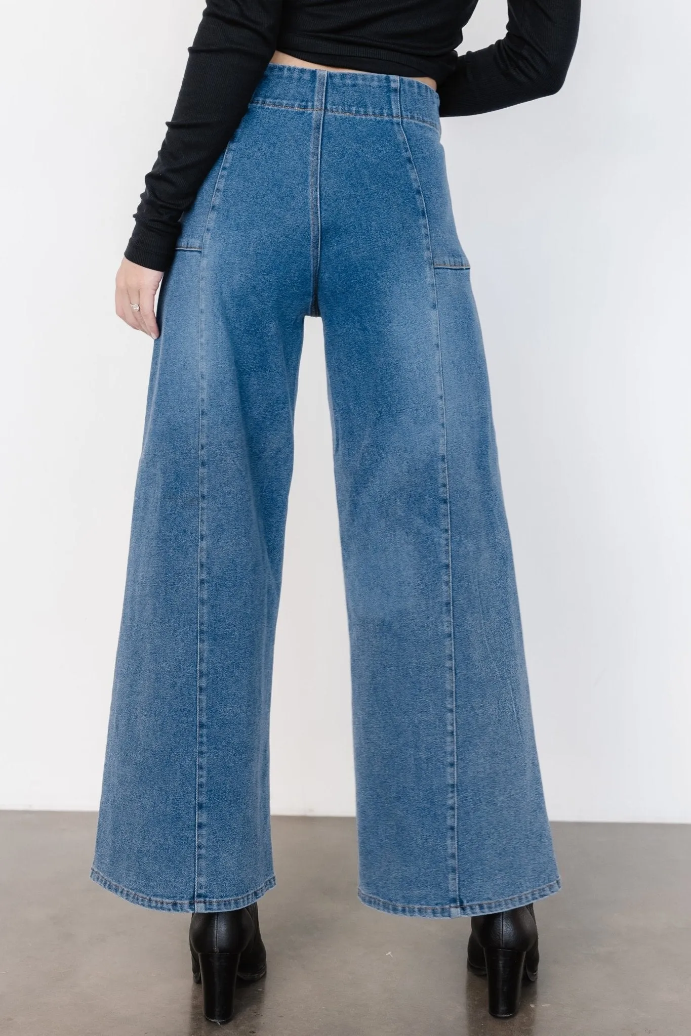 Emmi Mid Rise Wide Leg Jeans | Dark Wash