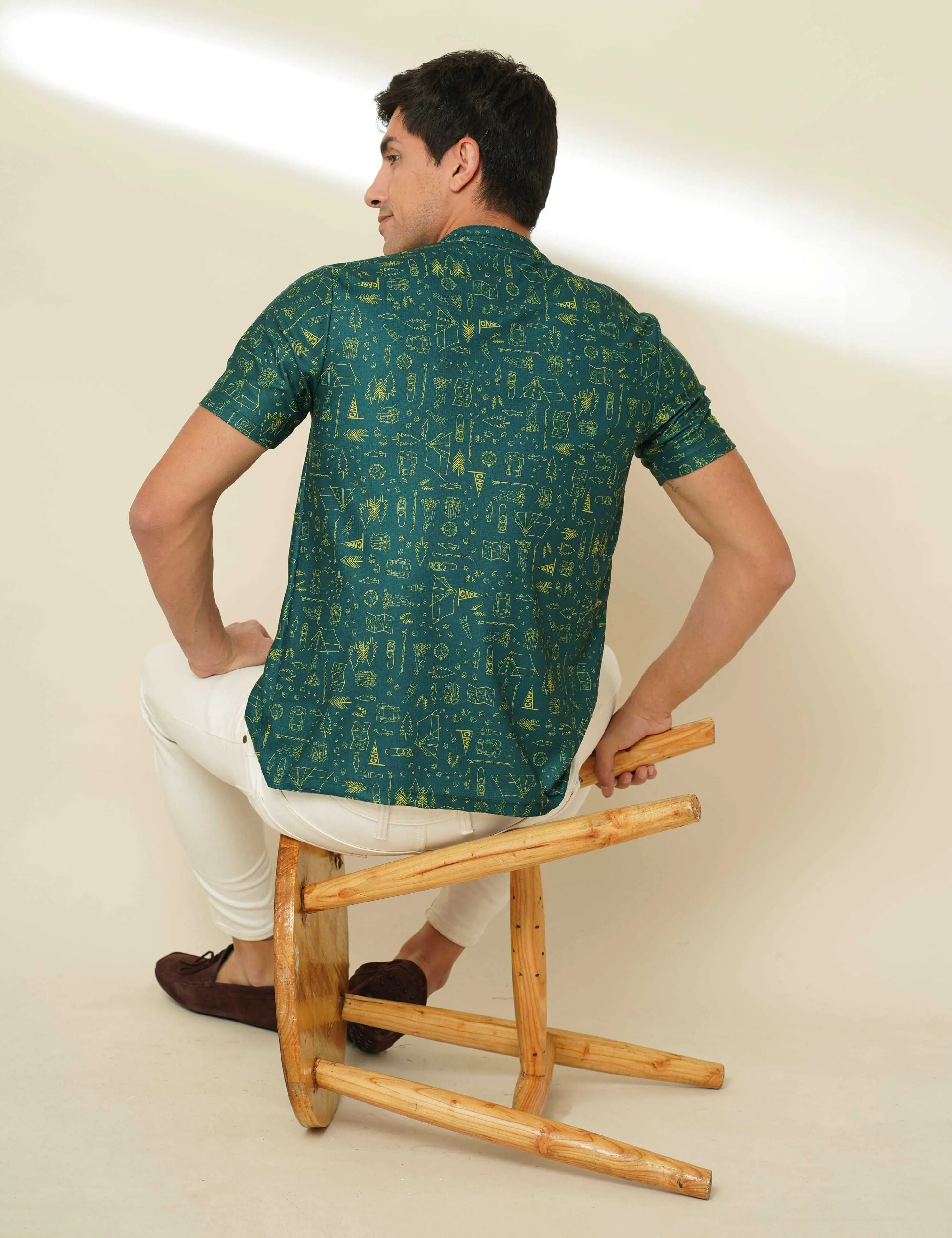 Evergreen printed Henley T-shirt