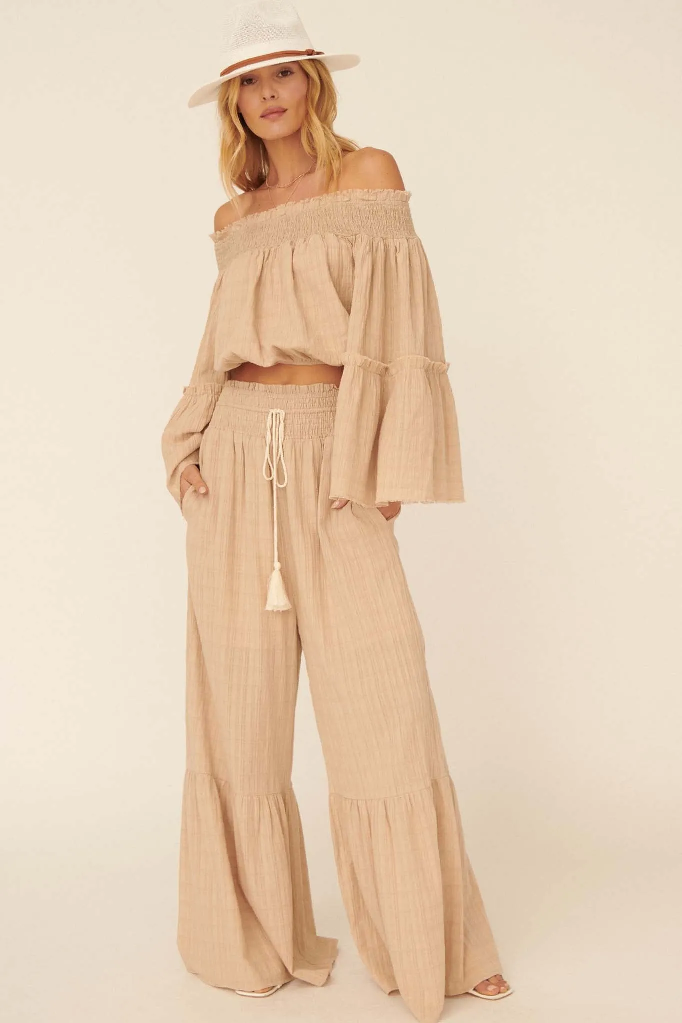 Faraway Places Wide-Leg Drawstring Pants