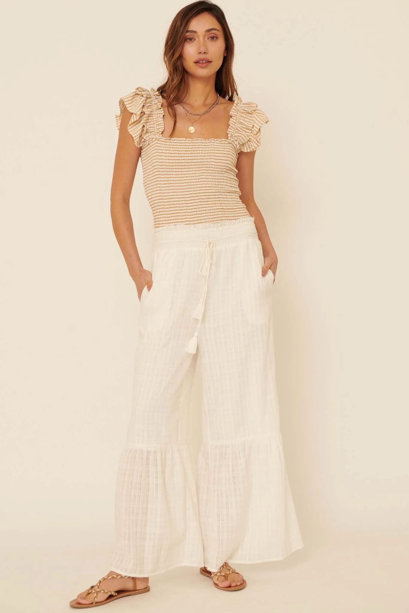 Faraway Places Wide-Leg Drawstring Pants