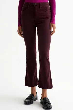 Farrah Boot Crop Velvet Flared Pants - Pinot Noir