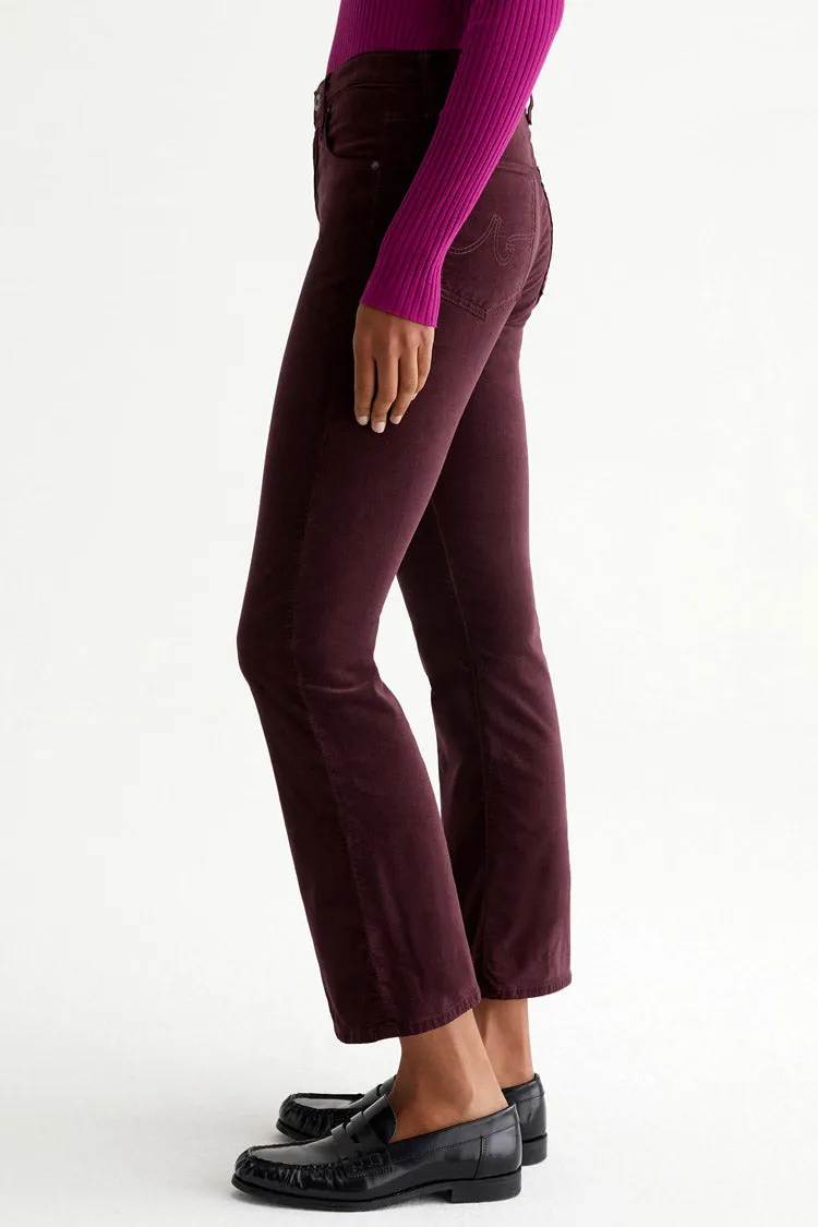 Farrah Boot Crop Velvet Flared Pants - Pinot Noir