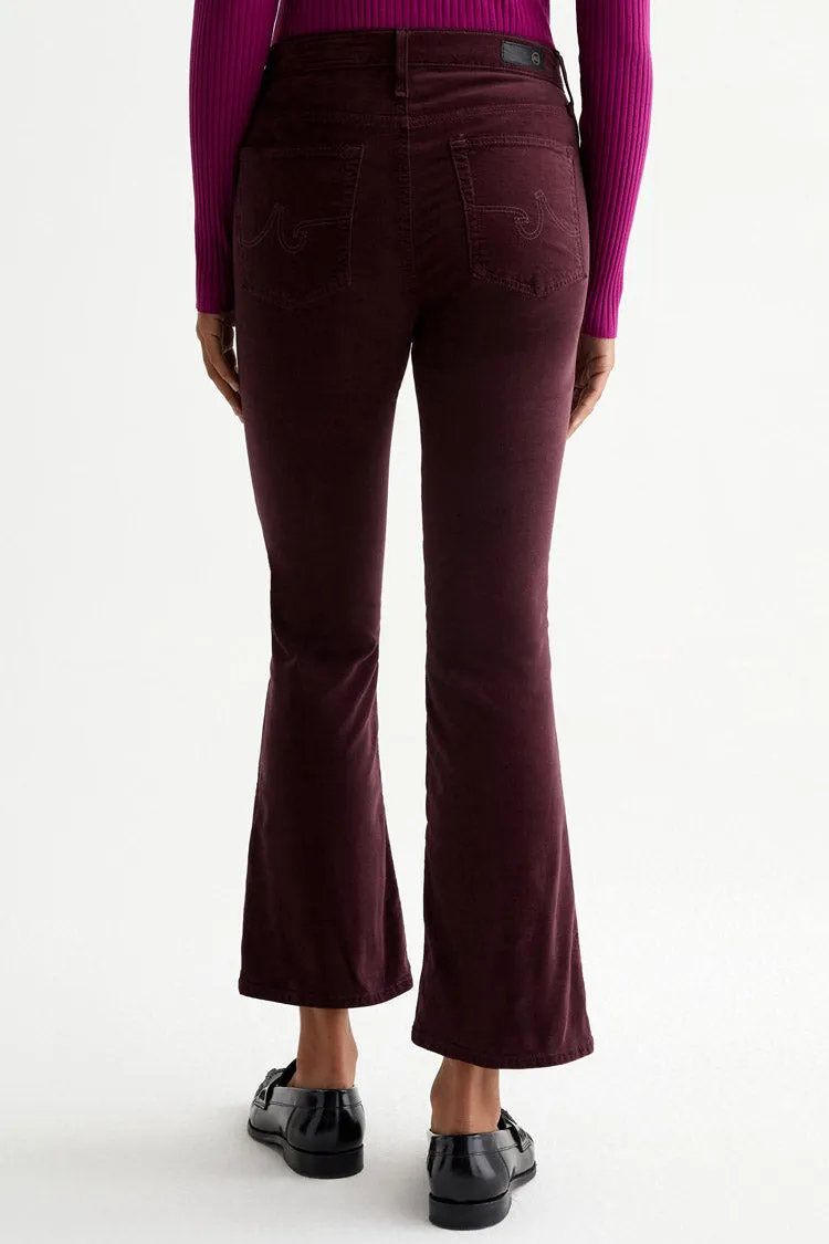 Farrah Boot Crop Velvet Flared Pants - Pinot Noir