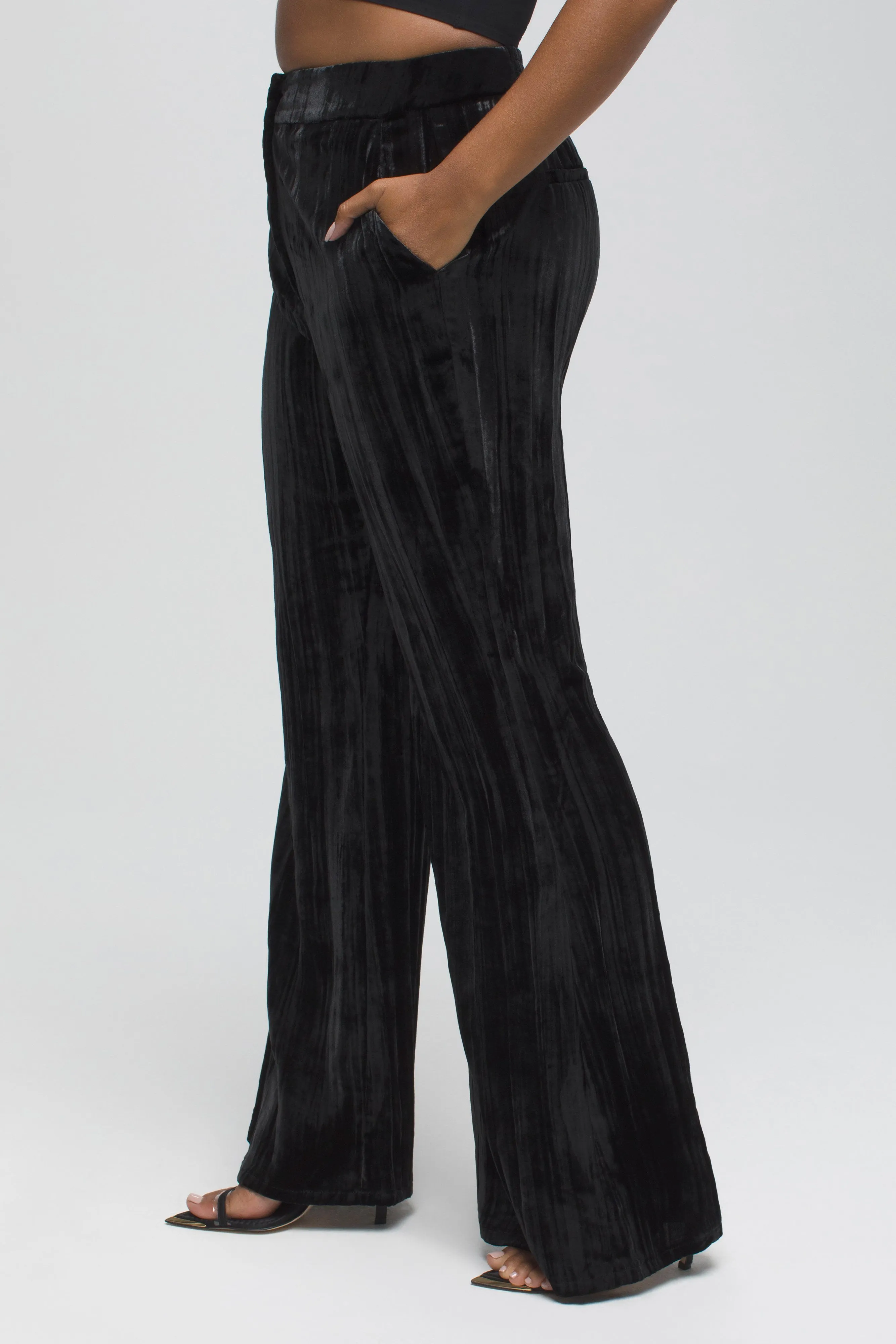 FLARE VELVET PANT | BLACK001