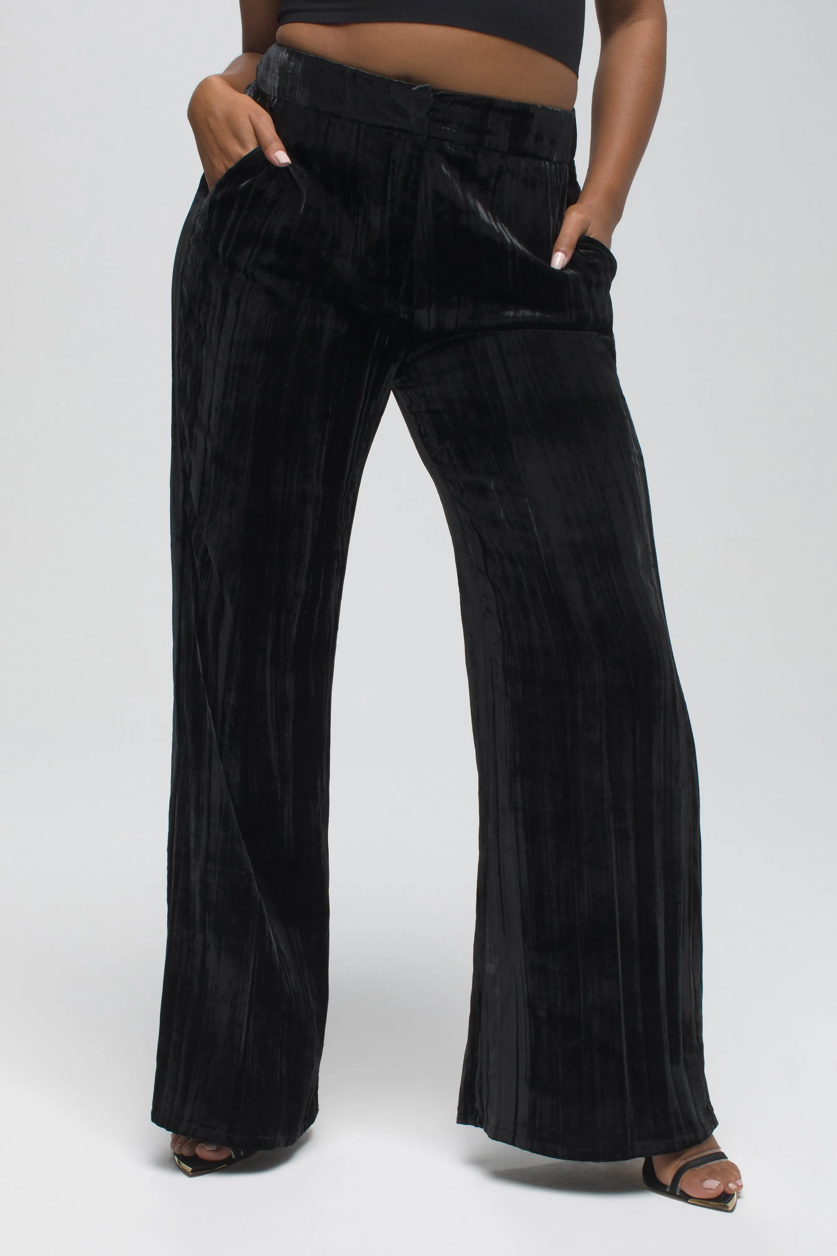 FLARE VELVET PANT | BLACK001