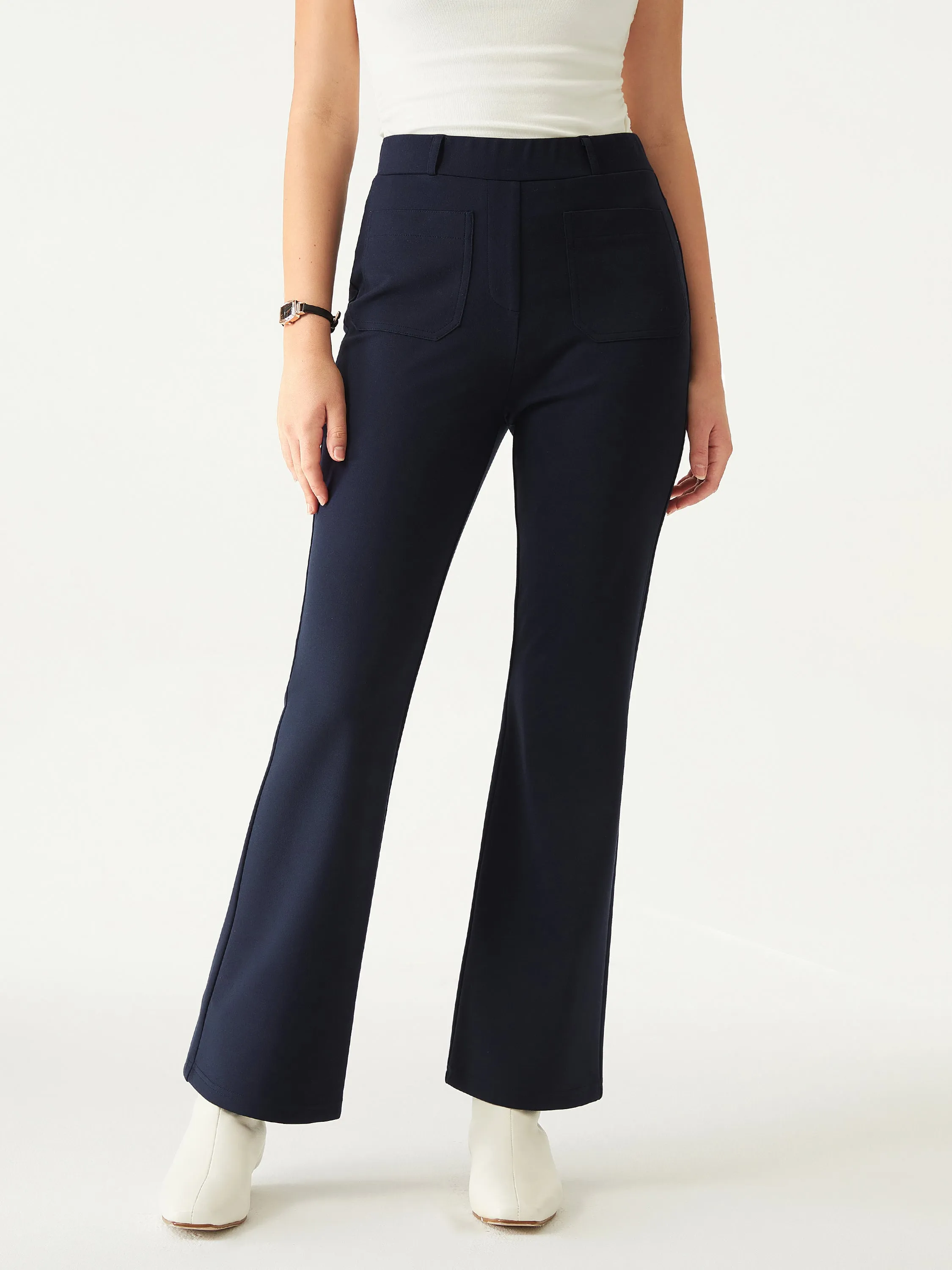 Flared Boot-cut Pull-On Pants