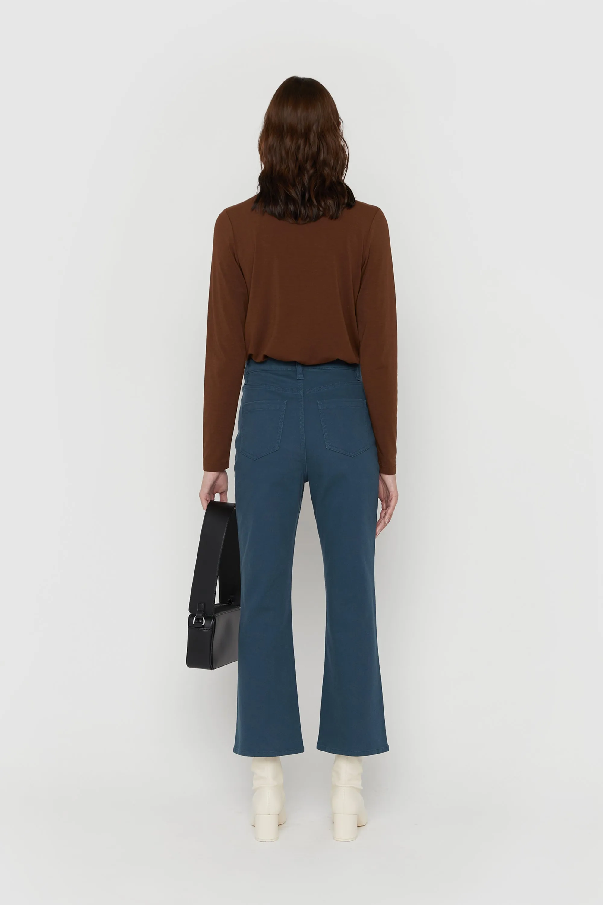 FLARED CROPPED TWILL PANT