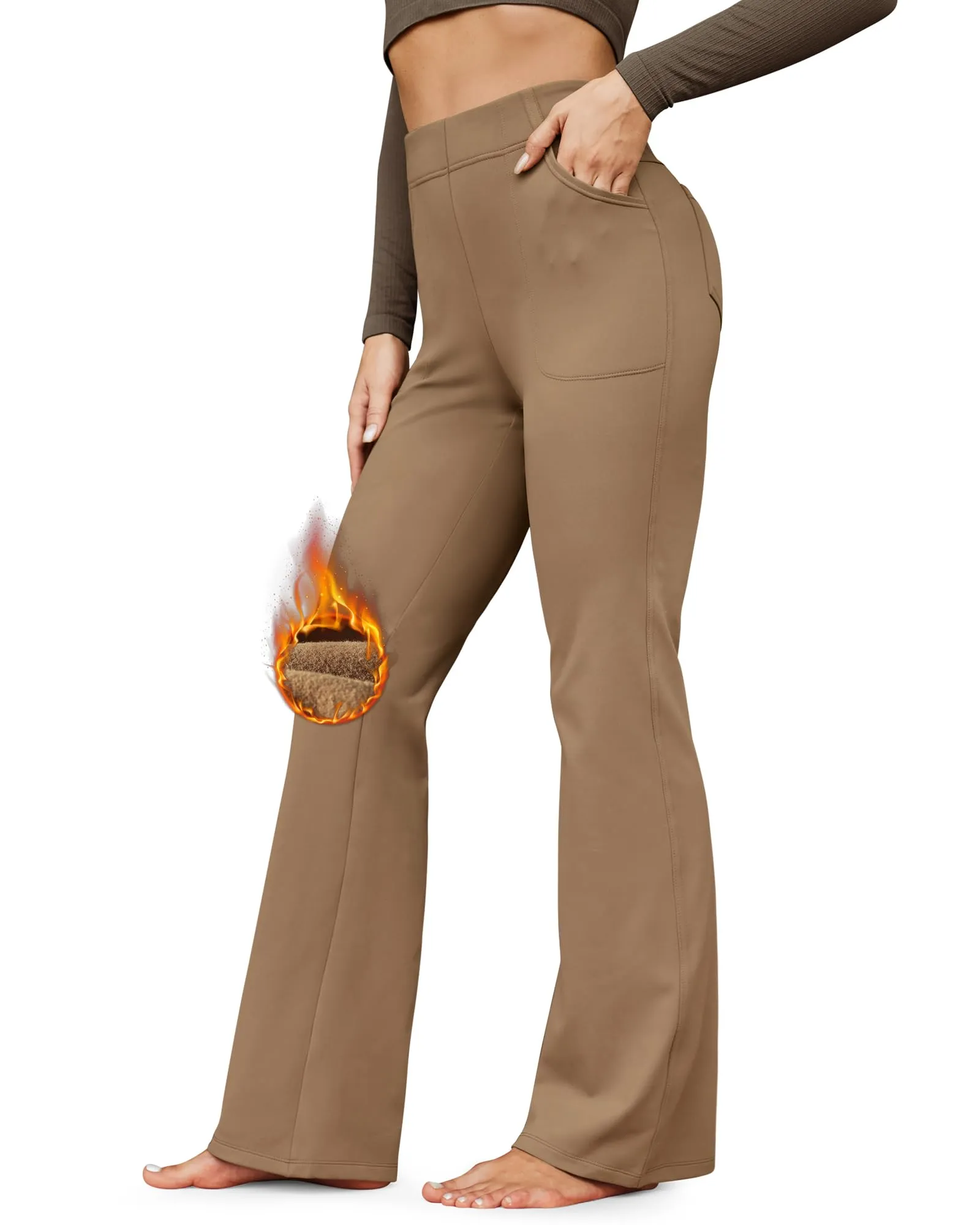 Fleece Lined High-Waist Flare Work Pants