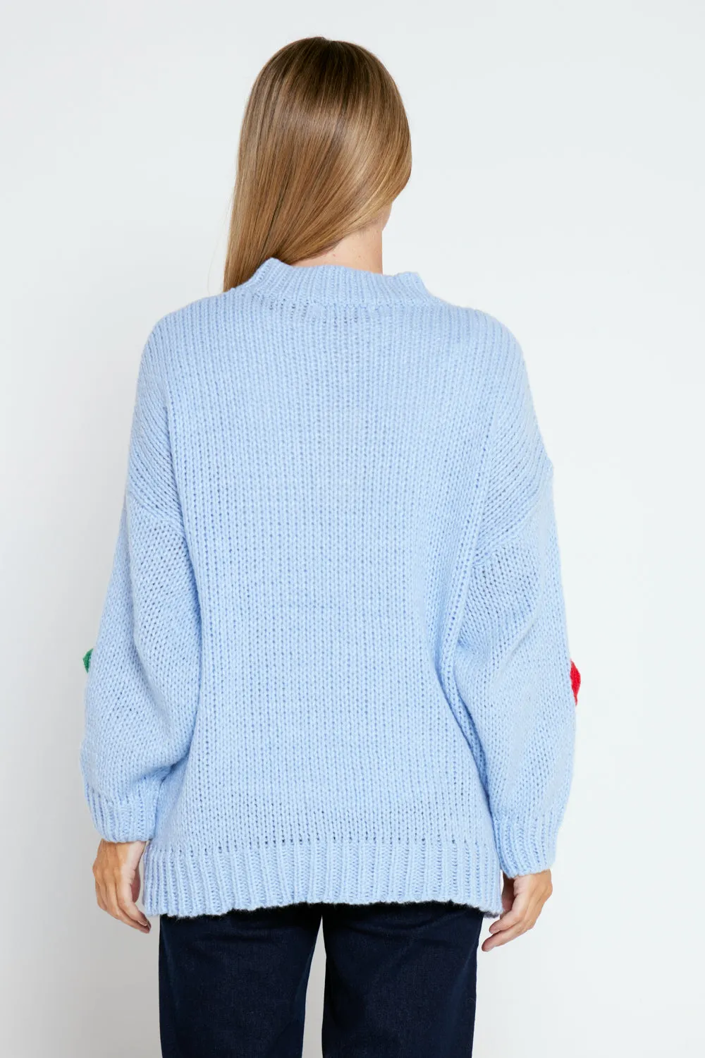 Flower Power Knit Jumper - Blue Floral