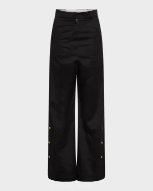 FLUTED CROPPED PANTS - BLACK