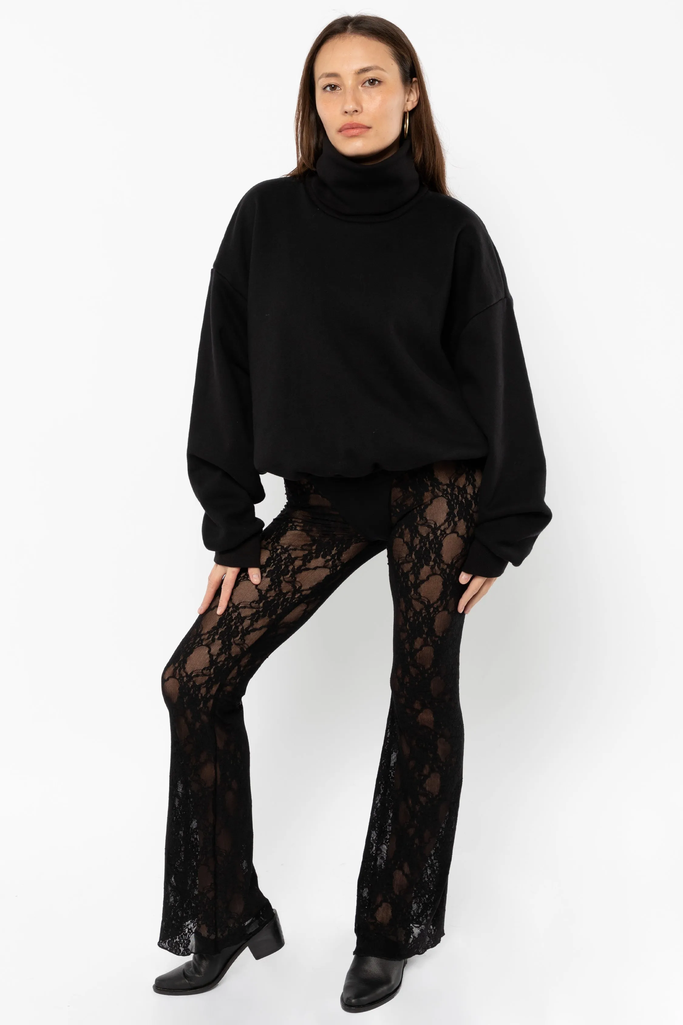 FNS300 - Floral Lace Flare Leggings