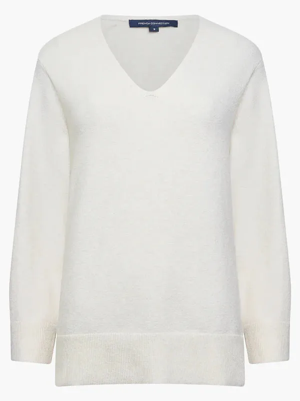 French Connection Ebba Vhari V Neck Jumper-Oatmeal Melange-78KZI