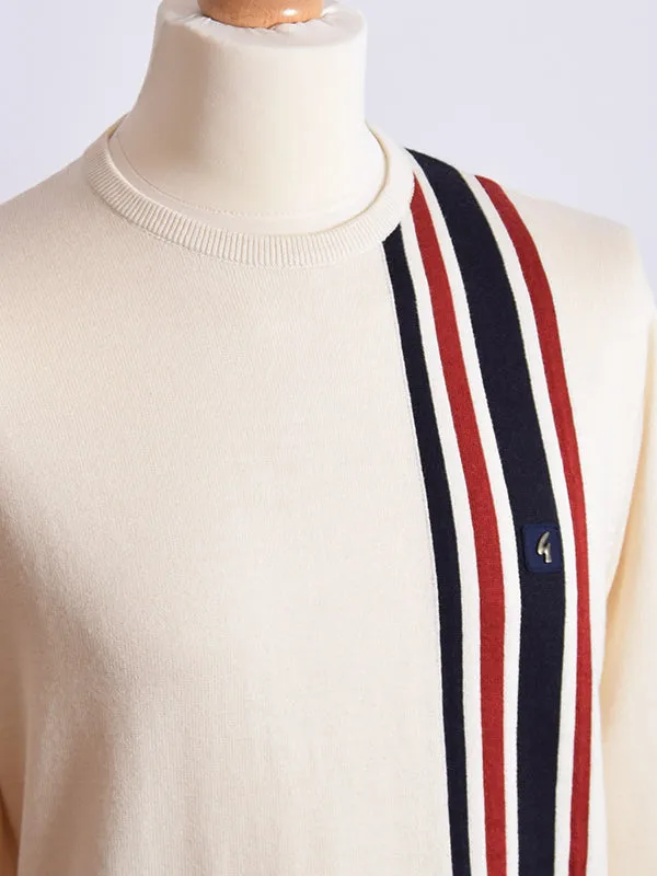 Gabicci Vintage Cream Fine Gauge Crew Neck Stripe Jumper