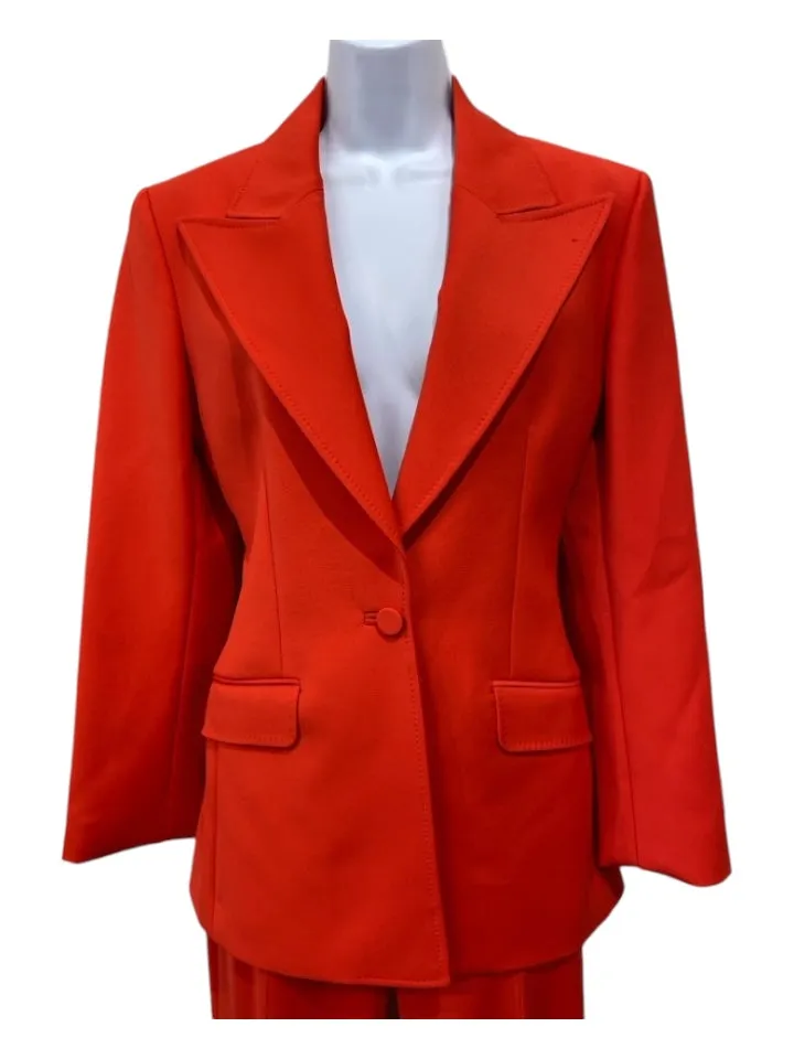 Gabriela Hearst Size XS Orange Wool One Button Flat Pockets Blazer Pant Set