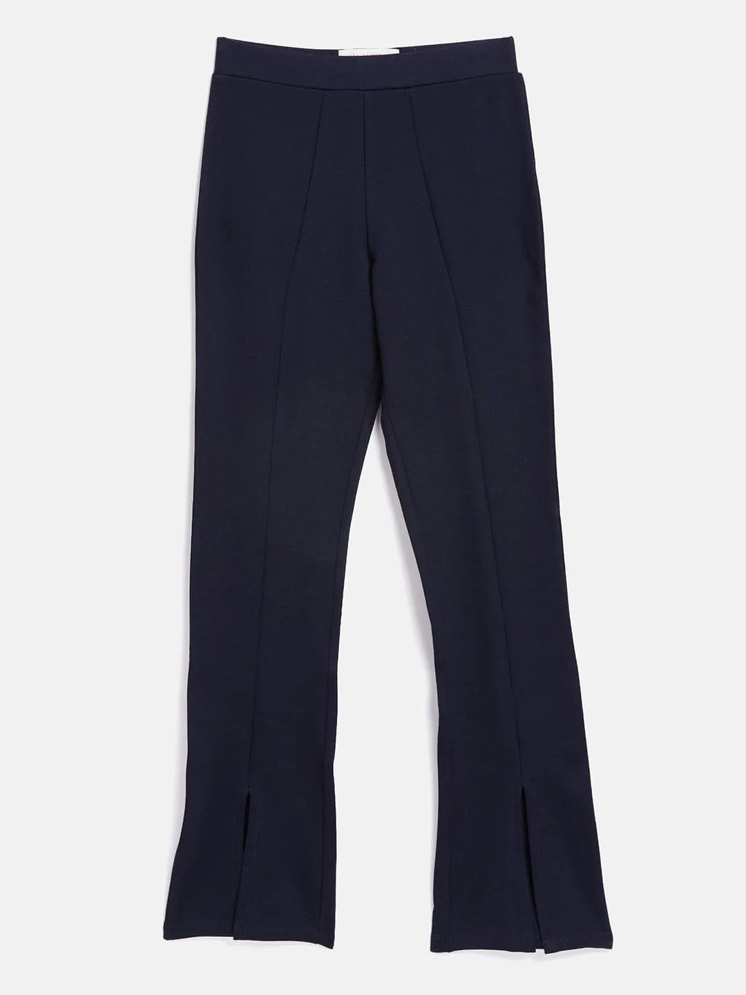 Girls Navy Front Slit Bell Bottom Pants - Lyush Kids