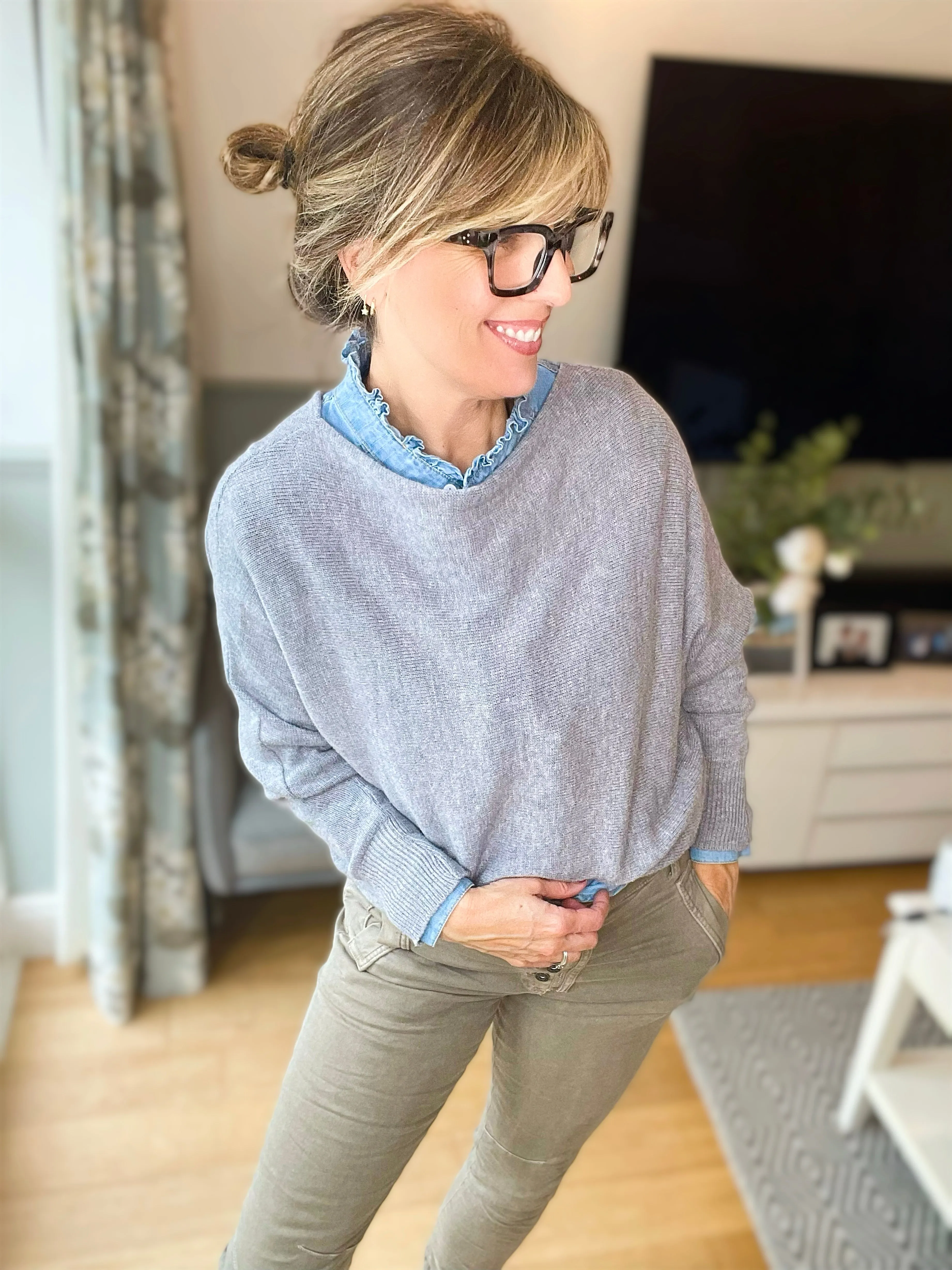 Grey Batwing Jumper