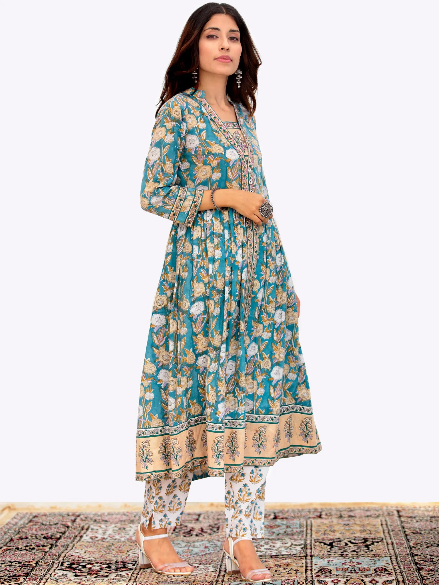 Harit Samah Set Of Flared Kurta Pants Dupatta