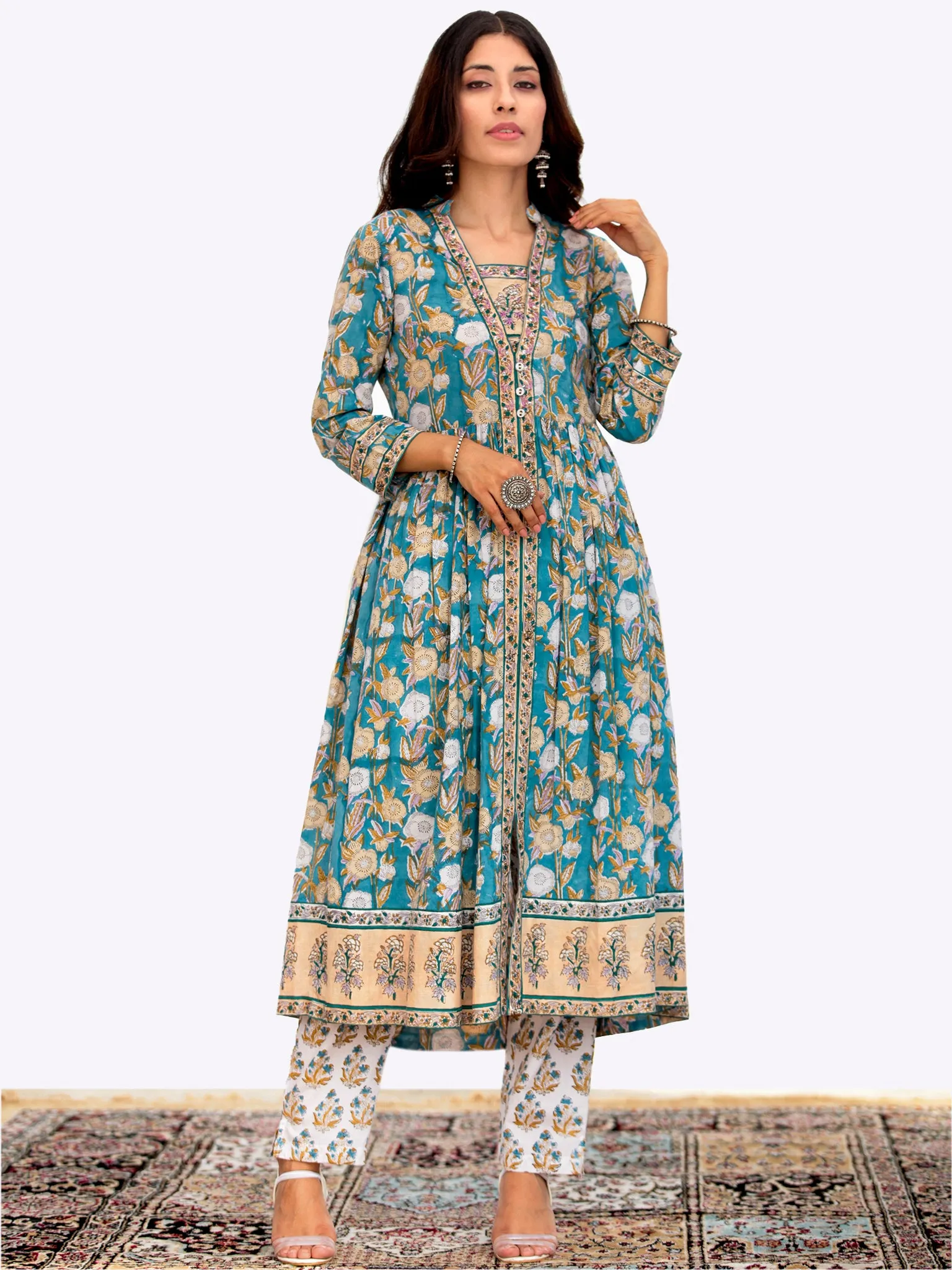 Harit Samah Set Of Flared Kurta Pants Dupatta