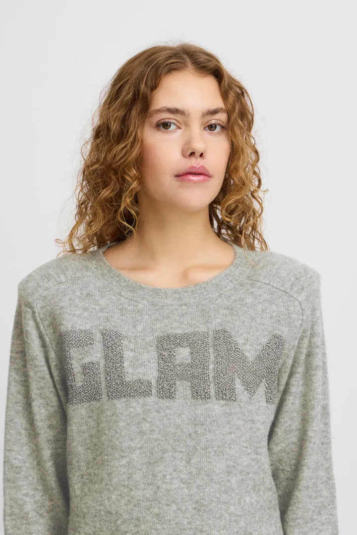 Ichi Macon Jumper-Grey Melange-20122189