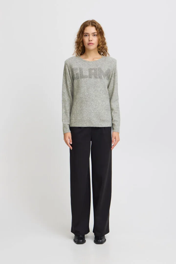 Ichi Macon Jumper-Grey Melange-20122189