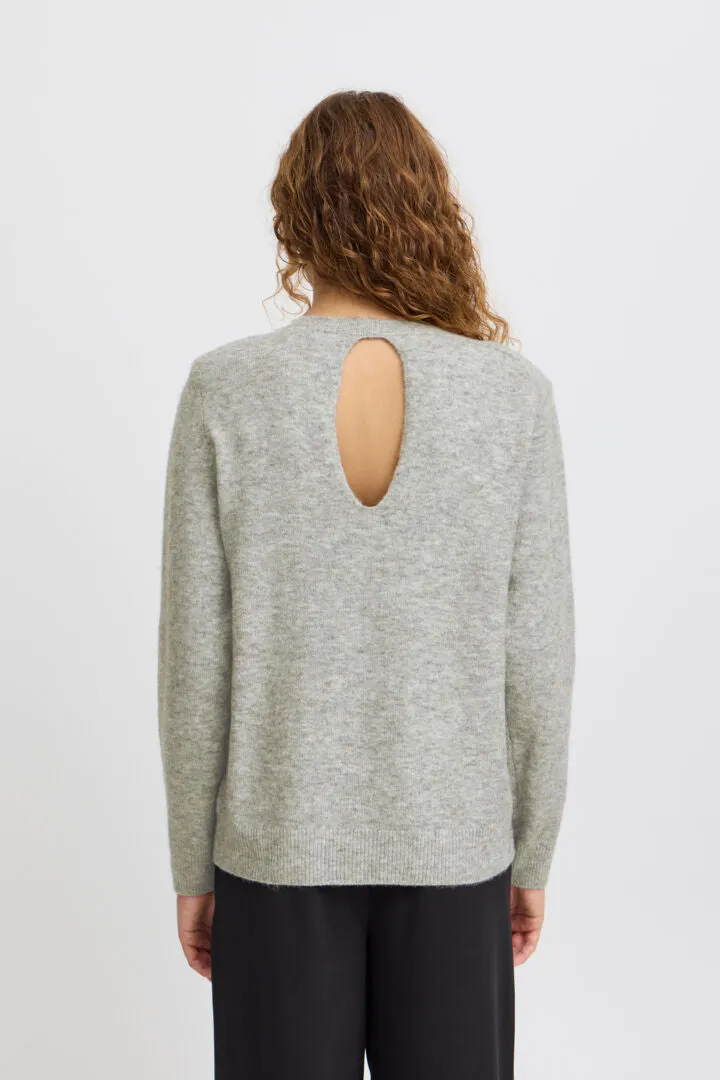 Ichi Macon Jumper-Grey Melange-20122189