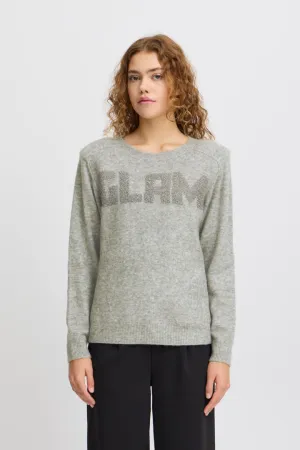 Ichi Macon Jumper-Grey Melange-20122189