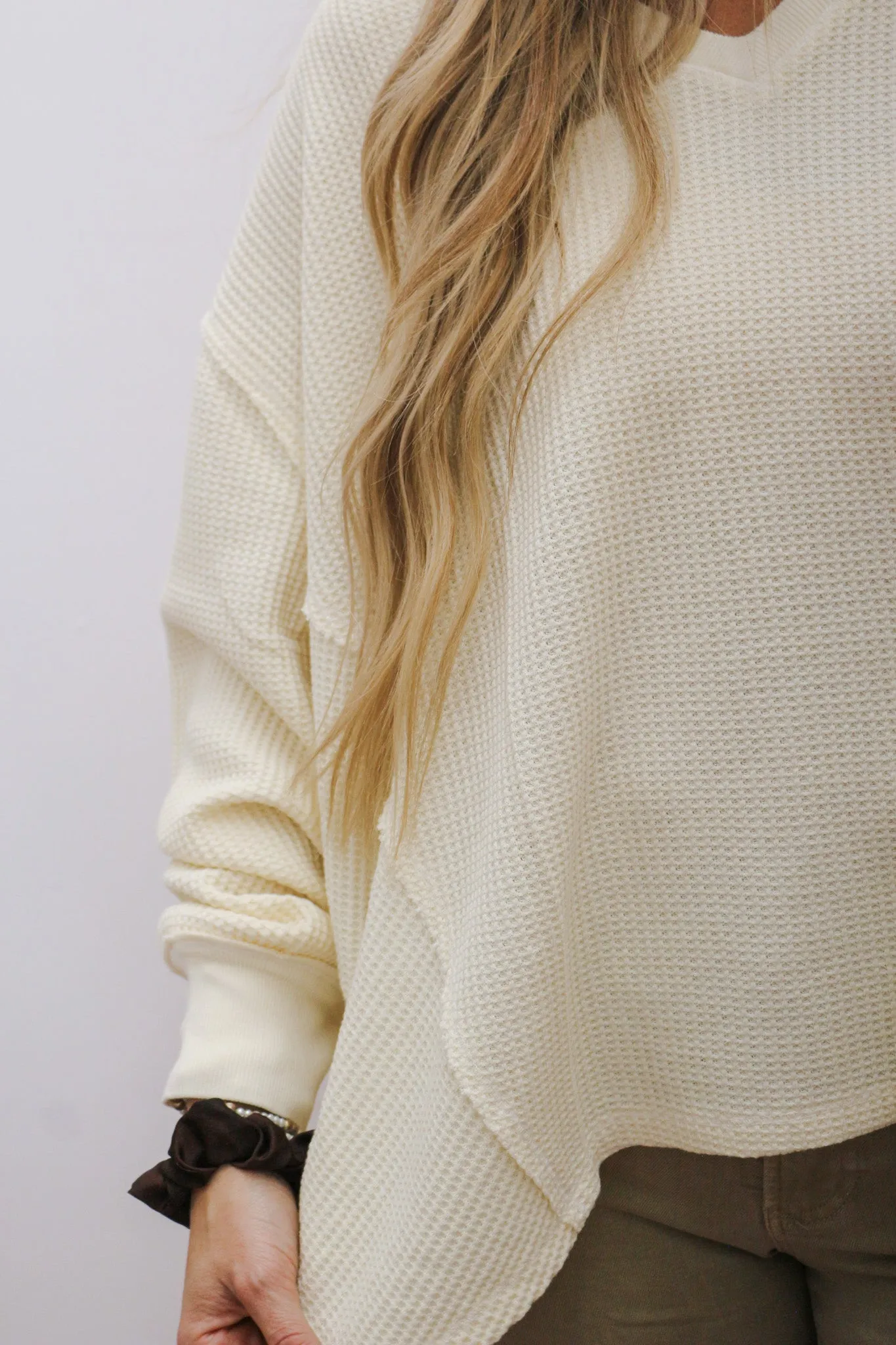 In The Distance White Mira Waffle Knit Top