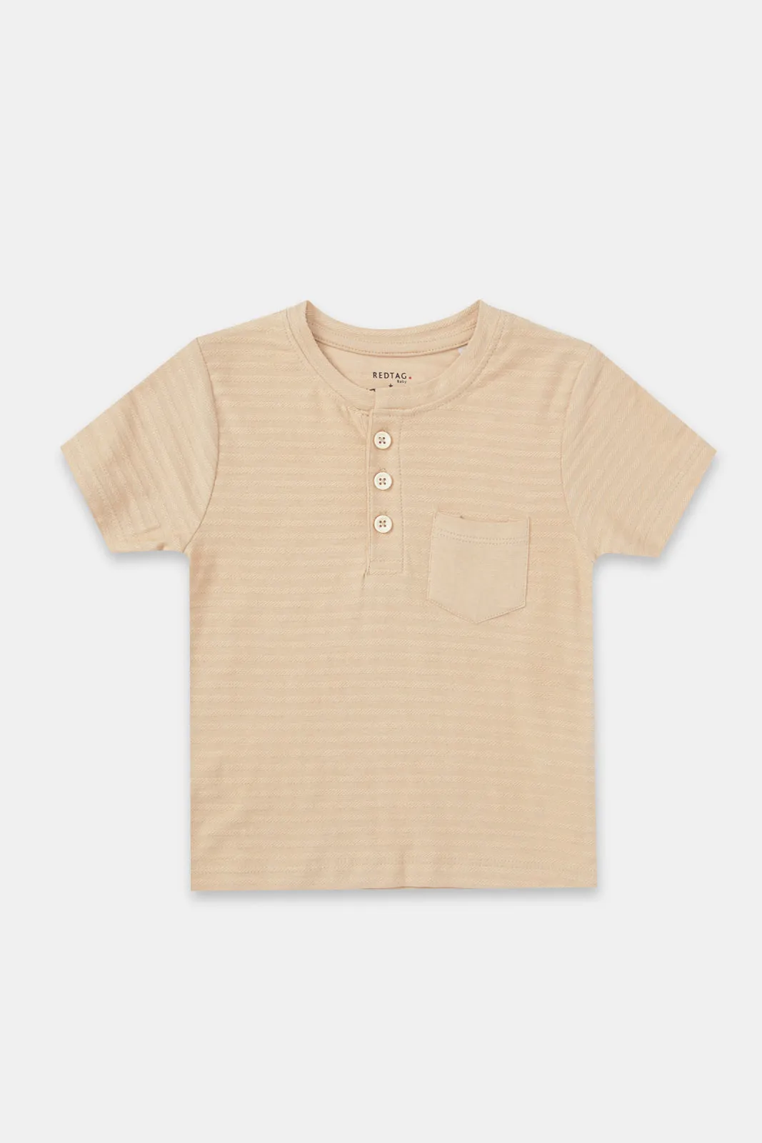 Infant Beige Henley Jacquard T-Shirt