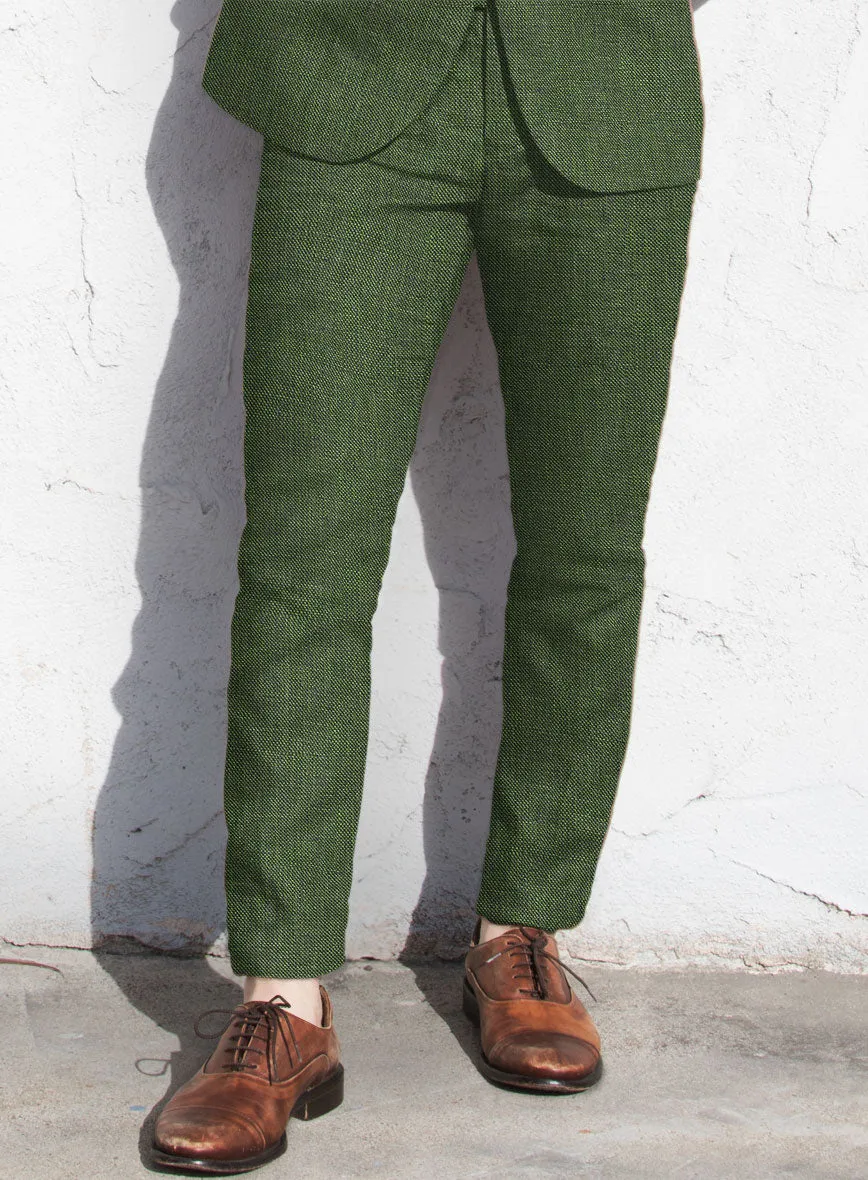 Italian Prato Sharkskin Green Linen Pants