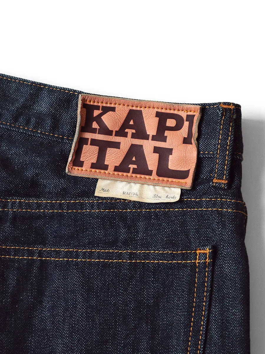 Kapital 14oz Denim 5P RAT FLARE Pants - One Wash Indigo