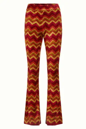 King Louie flared pants penny cabernet red