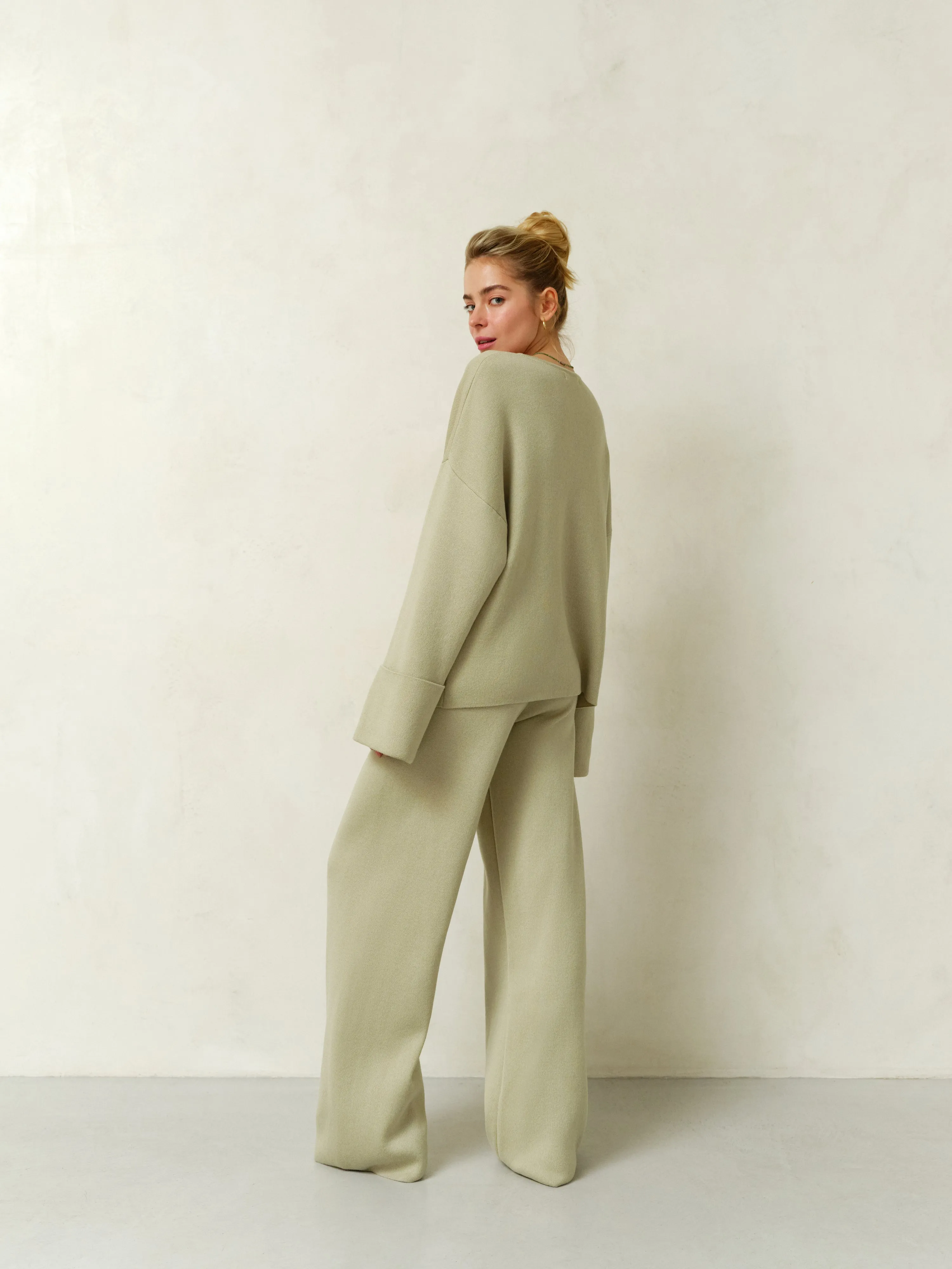 Knitted Flared Trousers Fly