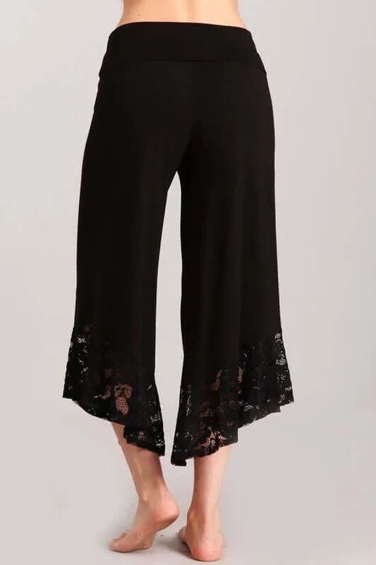 Lace Hem Gaucho Style Pants Made in USA