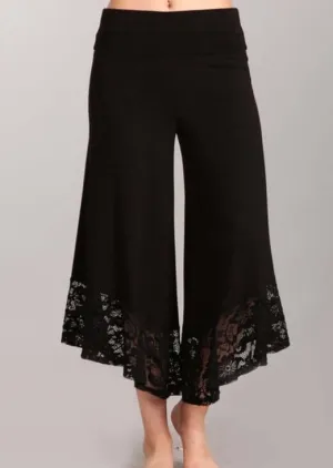 Lace Hem Gaucho Style Pants Made in USA