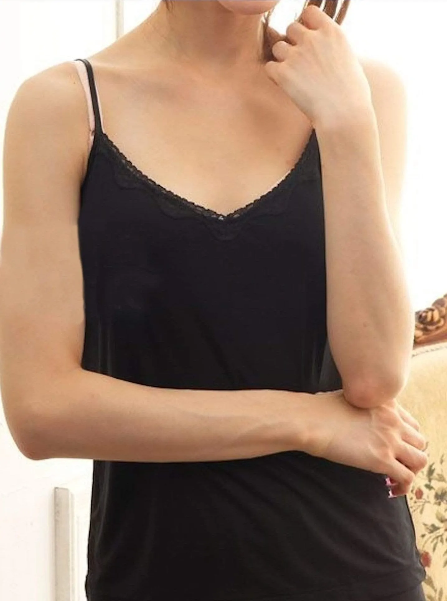 Lace V-Neck Knit Silk Women's Camisole