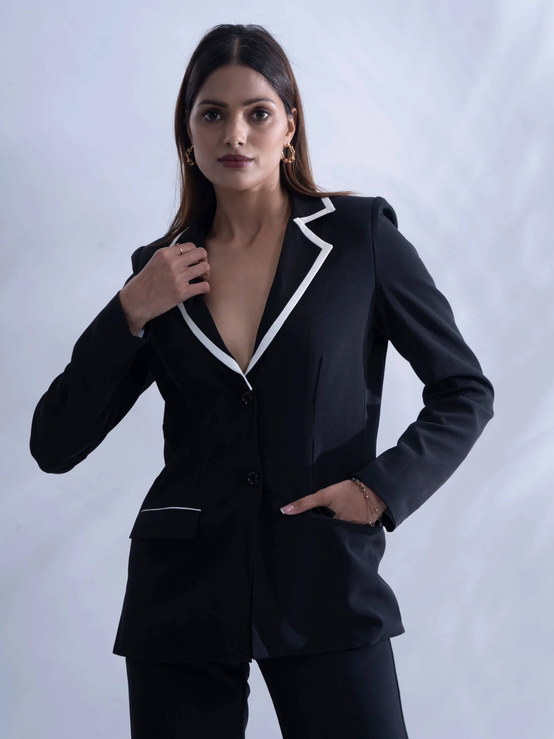 Ladies Business Suit with Black blazer and straight pants