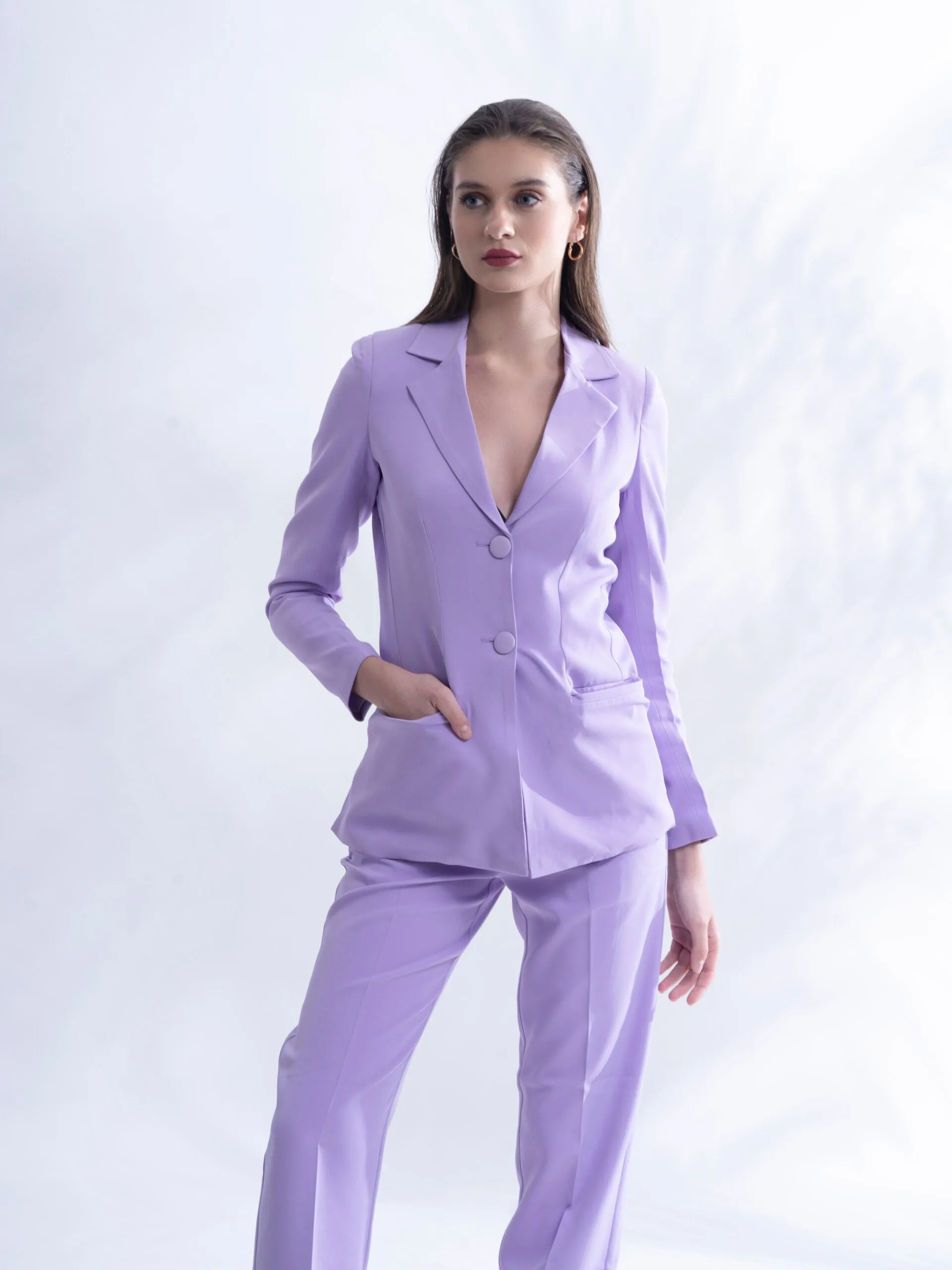 Ladies Powersuit- Lavender blazer with straight pants