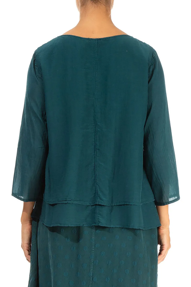 Layered Emerald Silk Cotton Blouse