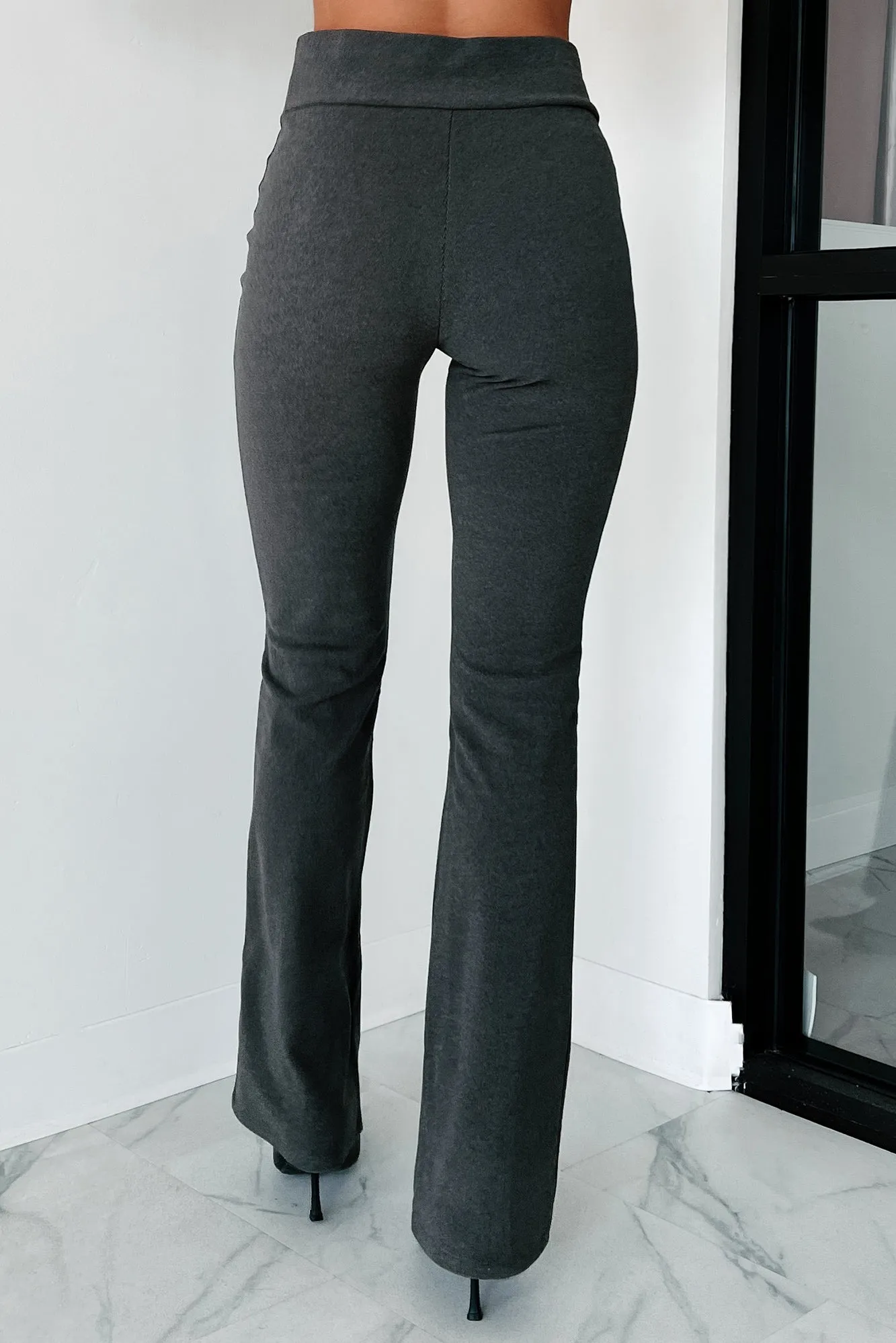 Learning The Ropes Flared Knit Pants (Charcoal Black)