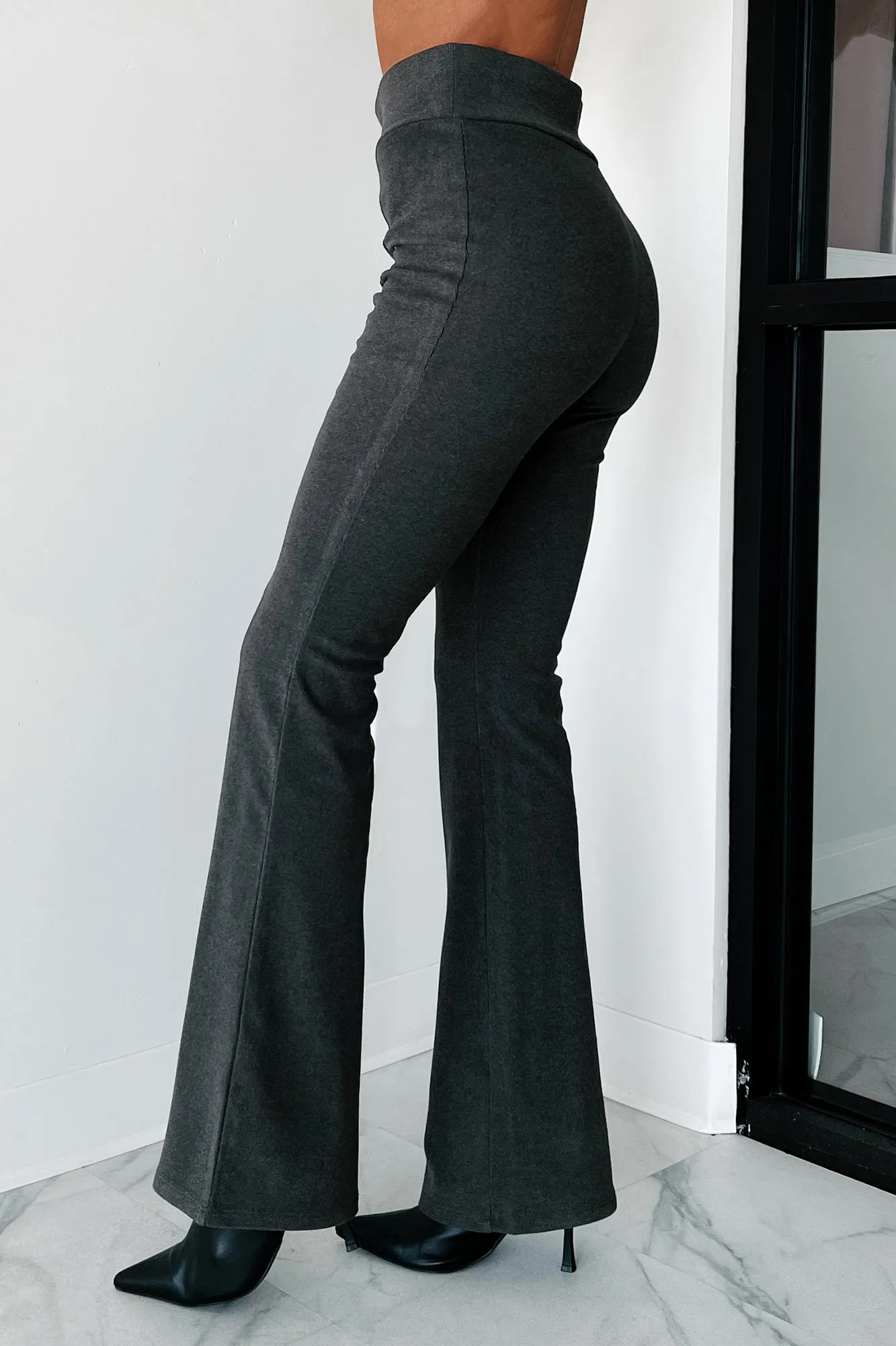 Learning The Ropes Flared Knit Pants (Charcoal Black)