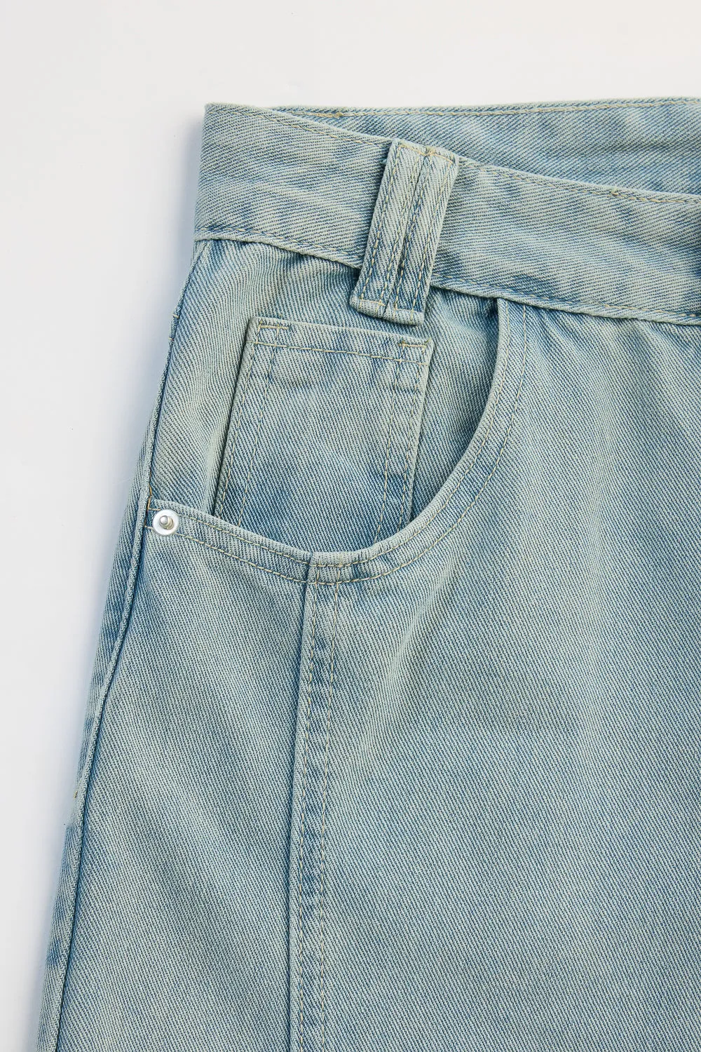 Light Blue Denim Flared Korean Pants