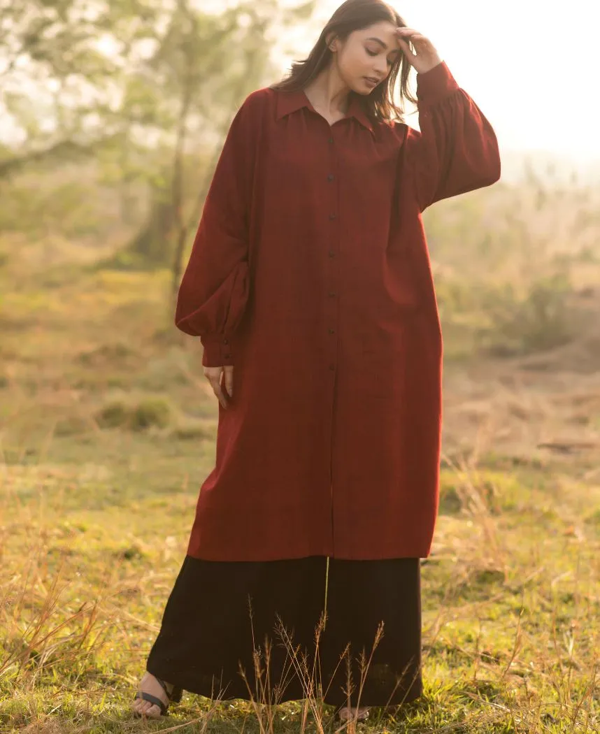 Maroon Relaxed Shirt Set