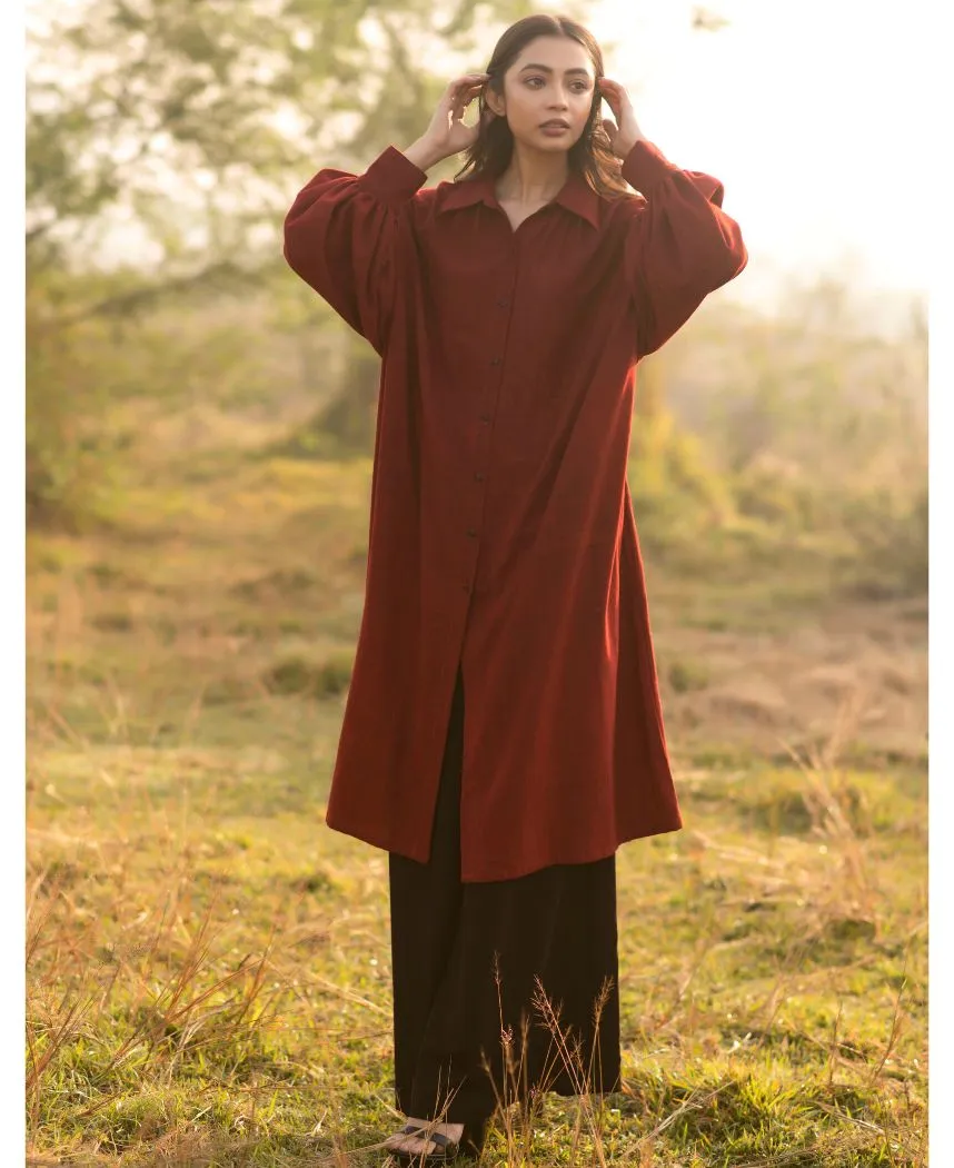 Maroon Relaxed Shirt Set