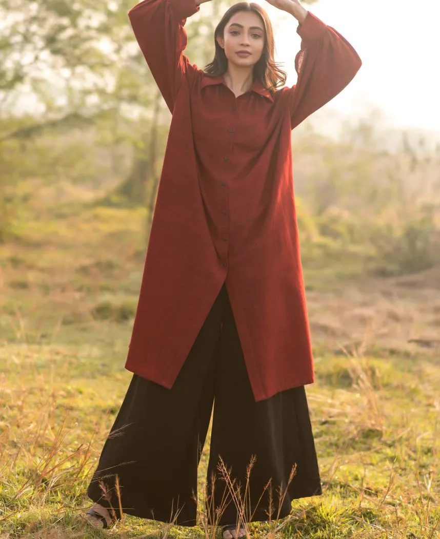 Maroon Relaxed Shirt Set