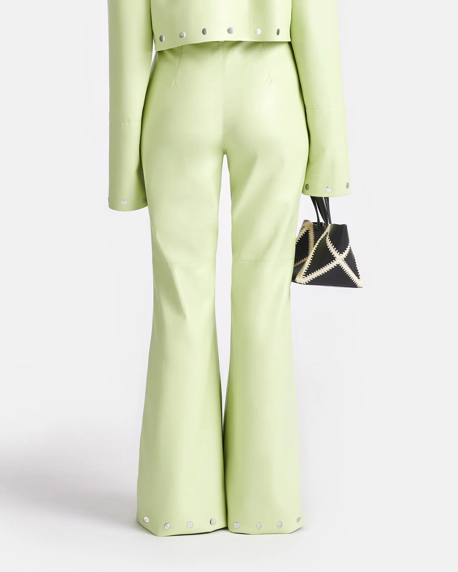 Maylee - Studded Okobor™ Alt-Leather Pants - Shadow Lime