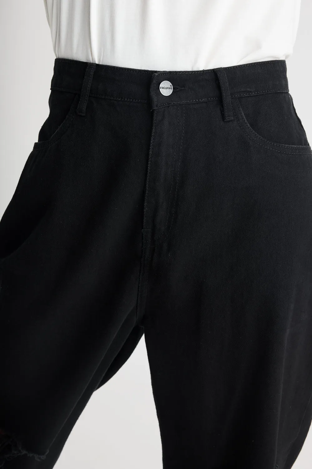 Men's Distressed Black Baggy Jeans