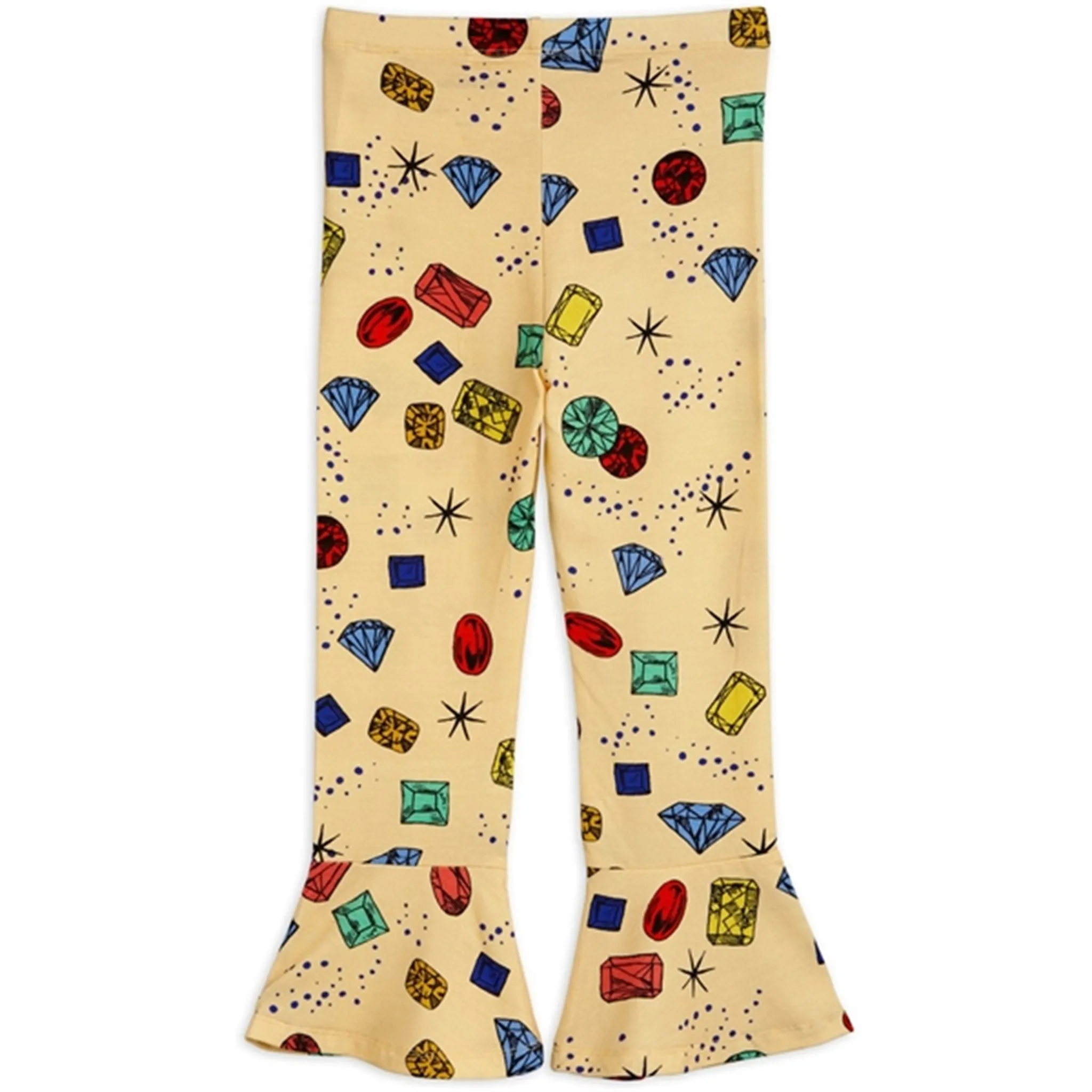 Mini Rodini Jewels Aop Flared Jersey Pants Yellow