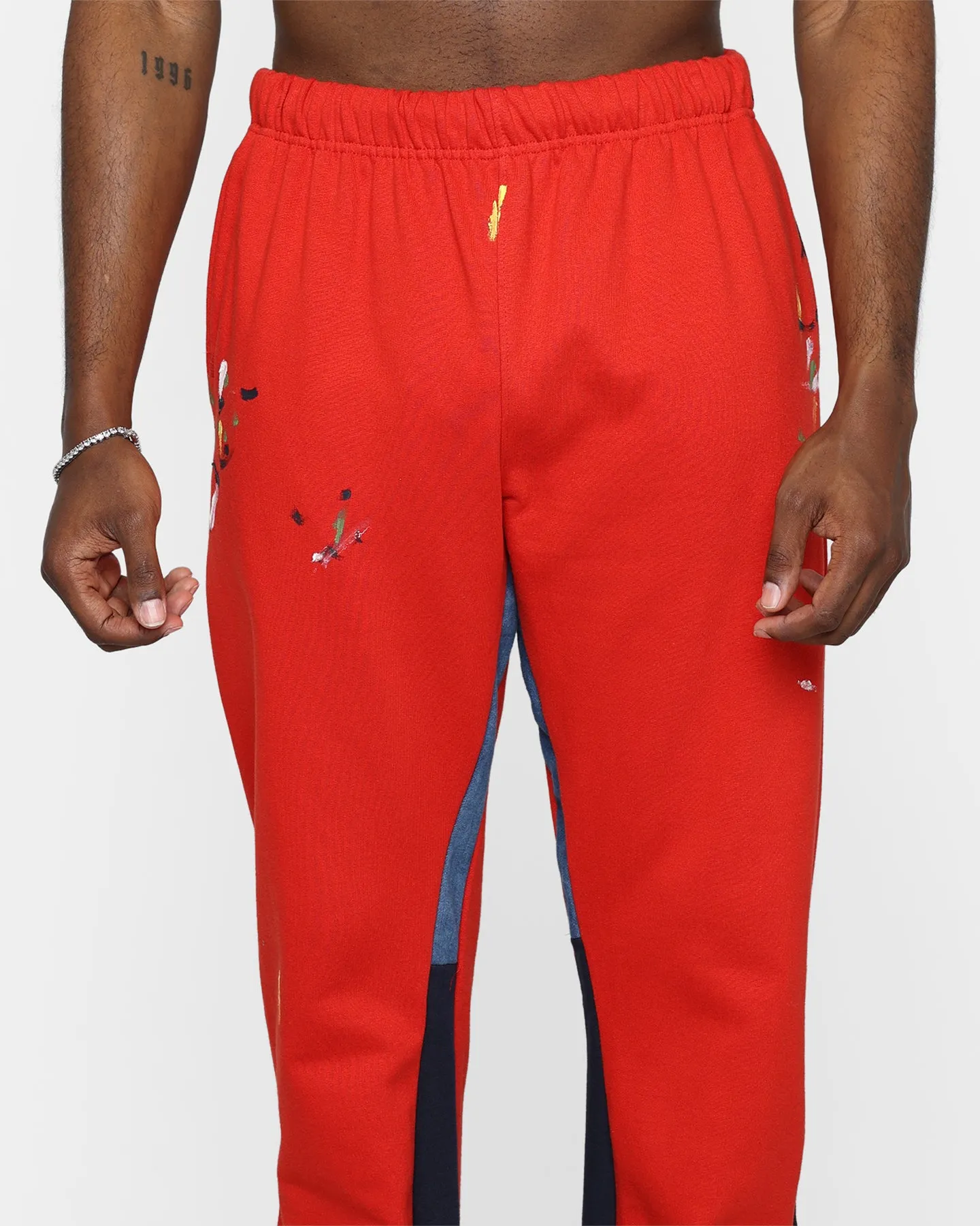 MNML Contrast Bootcut Sweat Pants Red