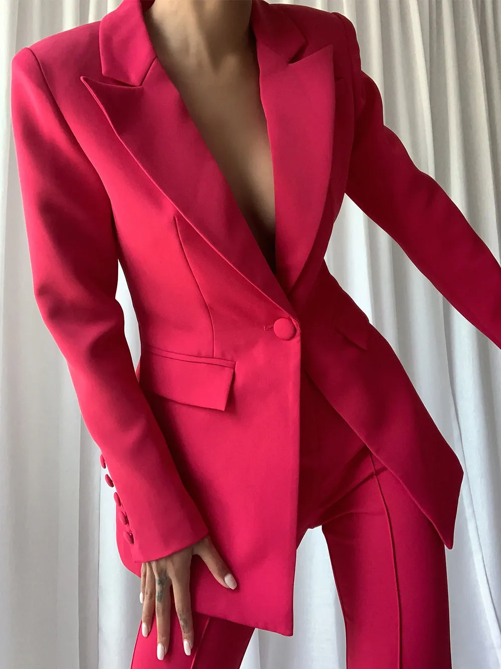 NAOMA Blazer & Flared Pants Set in Magenta