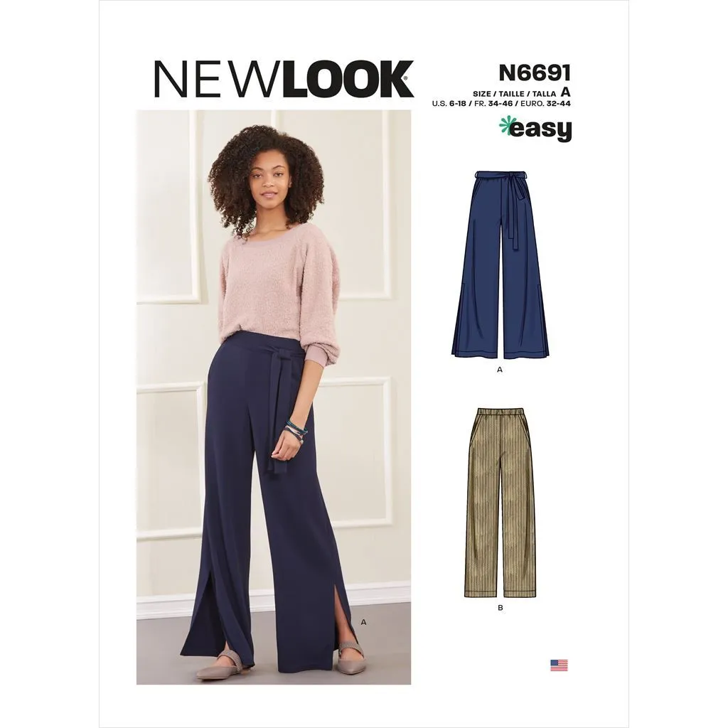 New Look Sewing Pattern N6691 Misses' Slim Or Flared Pants